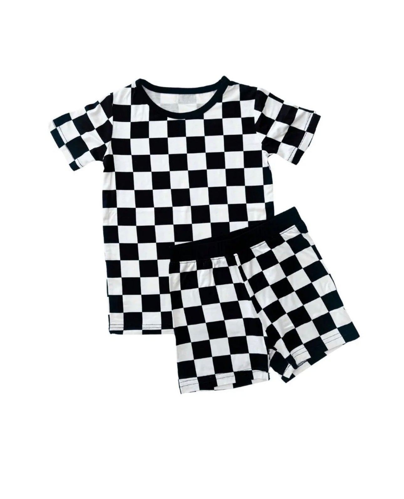 Bamboo Two Piece Set | Black Checkered