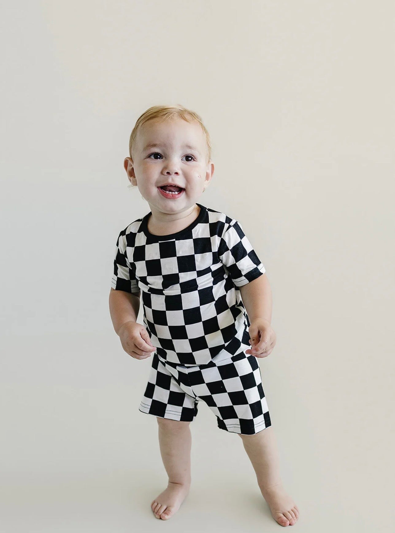 Bamboo Two Piece Set | Black Checkered