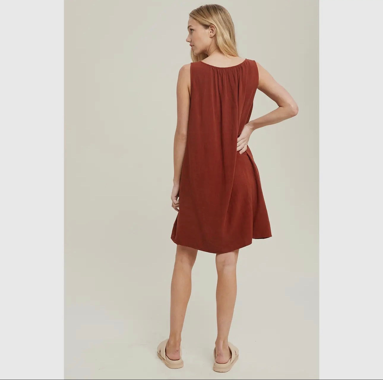 Rust Tie-Front Mini Dress